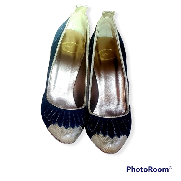 Roberto Cavalli (Just Cavalli) High-Heels; size 37; Denim/Snake:RARE - Picture 5 of 7